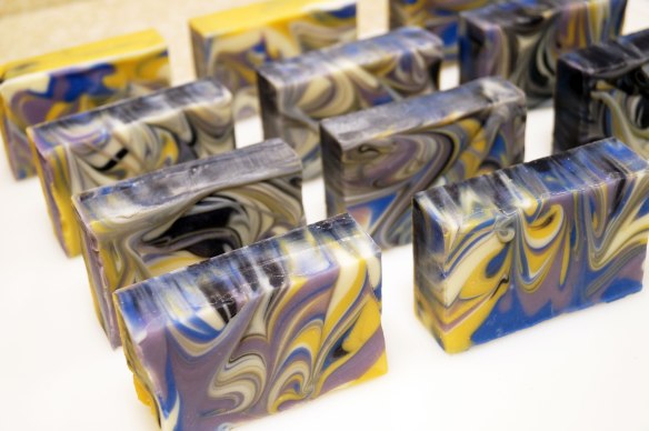 Column pour soap ready for curing rack!