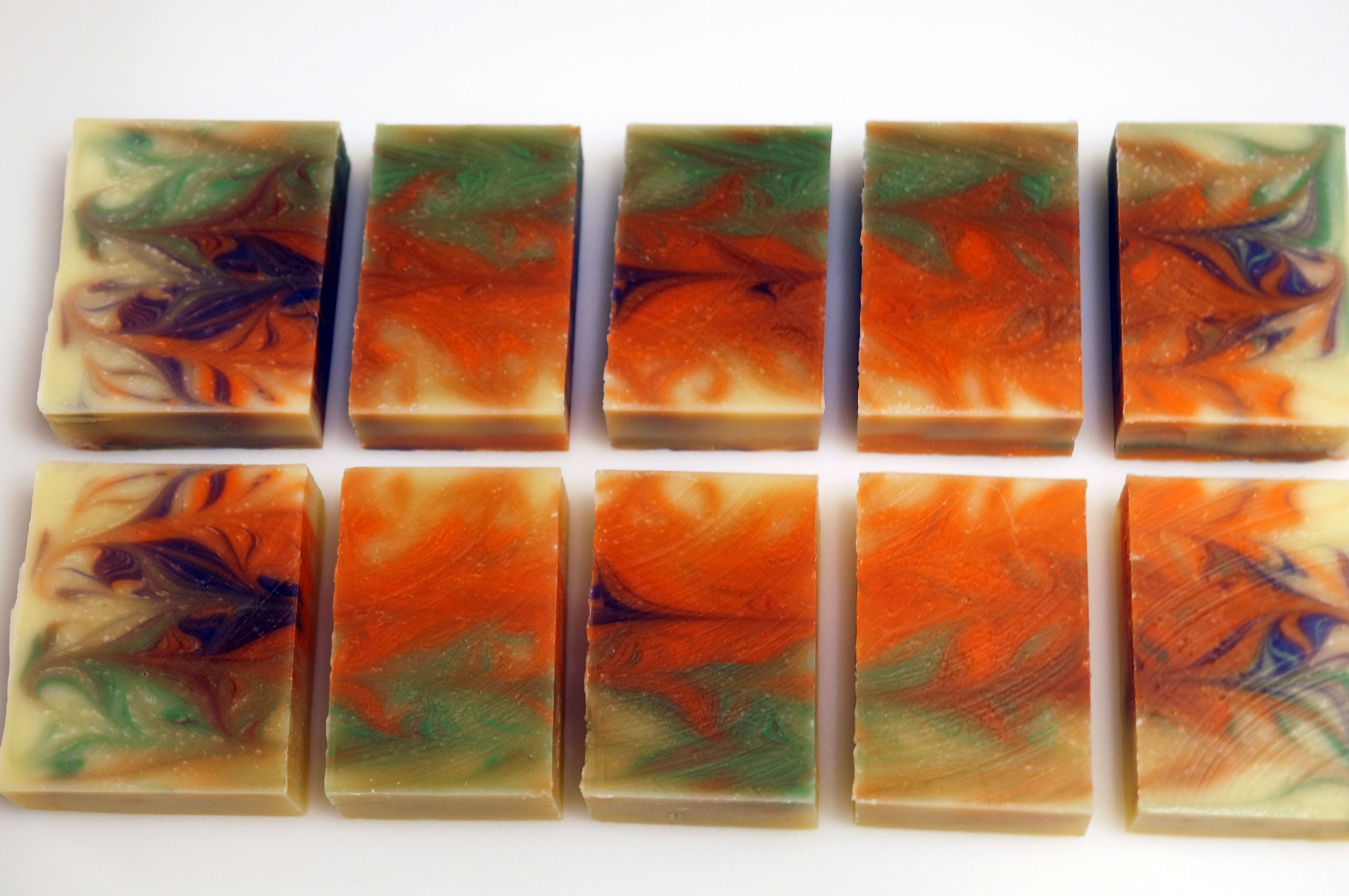 Taiwan Swirl blocks cut lengthwise. Success with some colored swirls!